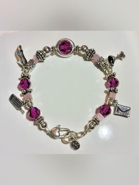 EK Designs Sterling Silver Swarovski Crystal Charm Bracelet